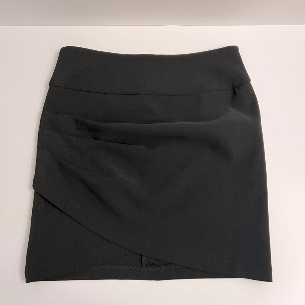 AKIRA Front Wrap Mini Skirt-Black - Picture 2 of 10